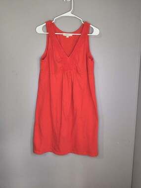 Loft Women's Size Large Red Sleeveless Sundress With Ruching Chest